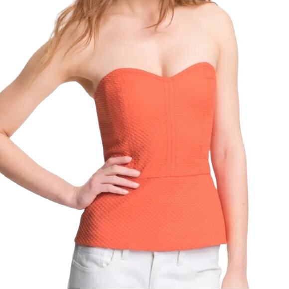Trina Turk White Cap Bustier Orange Top in Bellini 2 - Picture 10 of 10